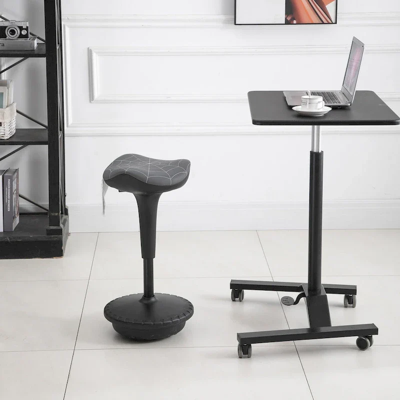 Lift Wobble Stool Standing Desk Chair 360-deg Swivel, Tilting, with Adjustable Height and Saddle Seat, Grey