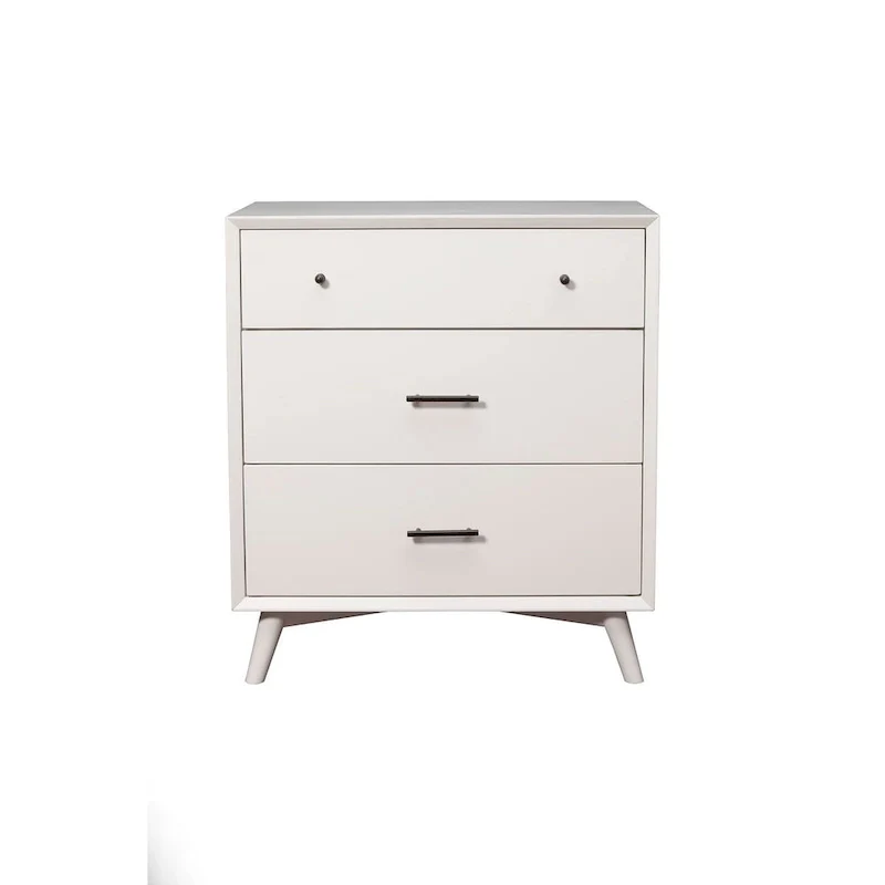 3-Drawer Wood Chest - White/Brown Mid-Century Style