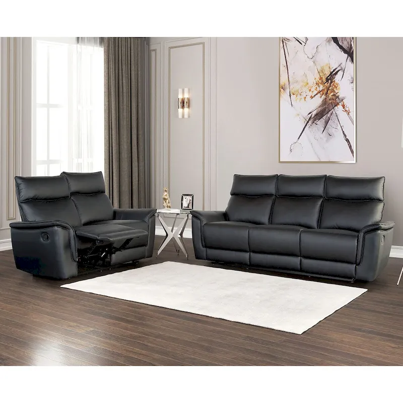 Black/Taupe Manual Reclining Sofa & Loveseat Set, 2-Piece, Seats 5