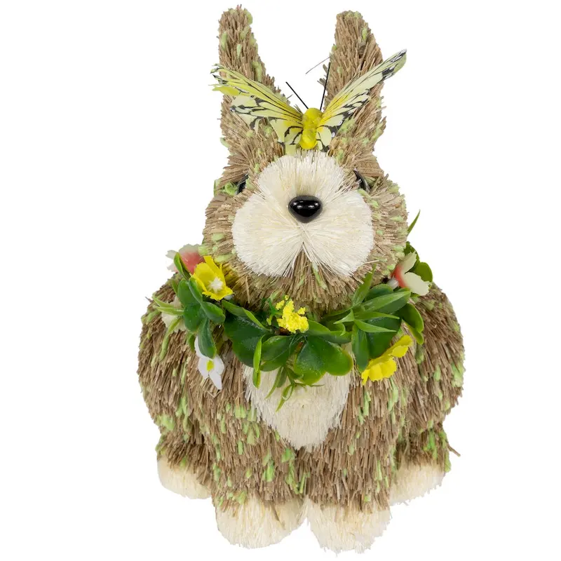 Easter Bunny with Butterfly Straw Figurine - 8