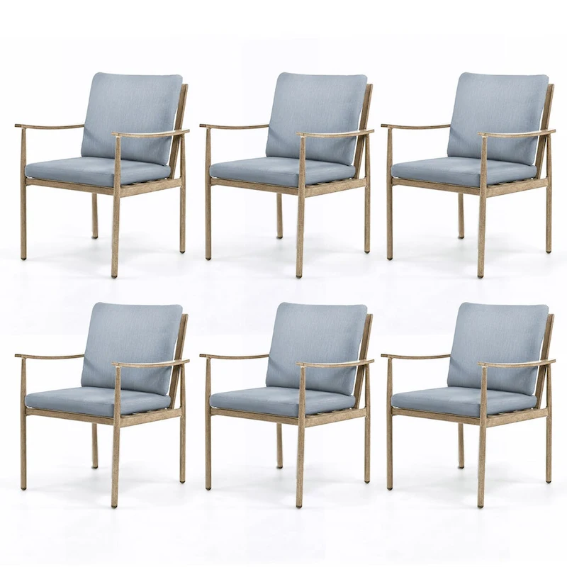 SleekLine 6-Piece Aluminum Patio Dining Chairs with Cushions