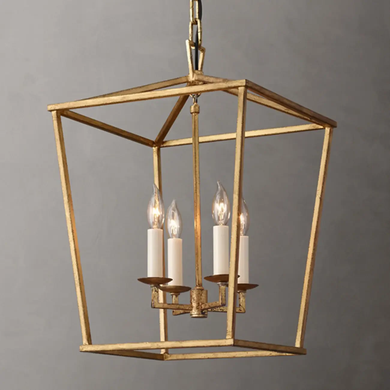 Industrial Adjustable Metal Lantern Caged Candelabra Chandelier