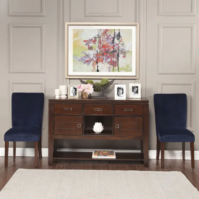 Classic Dark Navy Blue Velvet Parsons Dining Chair