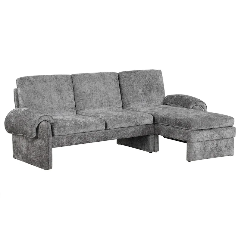 94.1 Chenille L-Shaped Futon Sofa with Adjustable Backrest & Reversible Chaise