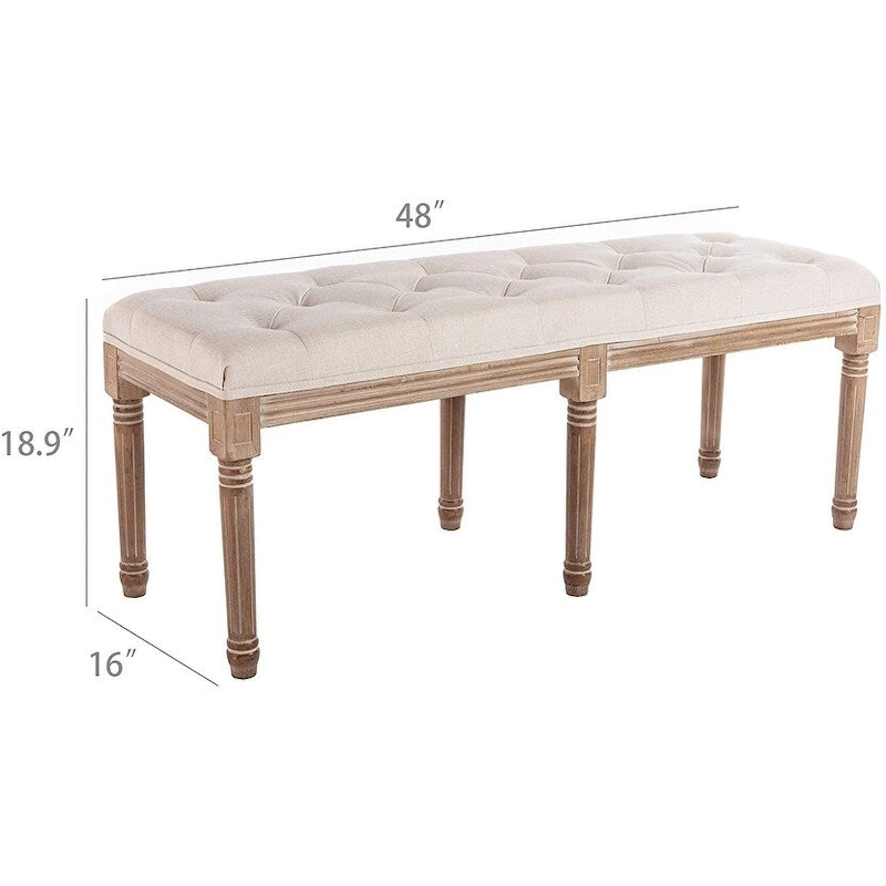 48 Extra-Long Rectangular Tufted Ottoman Bench Seat-Beige