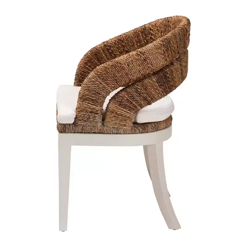 bali & pari Ubud Seagrass and Mahogany Wood Dining Chair Natural Seagrass