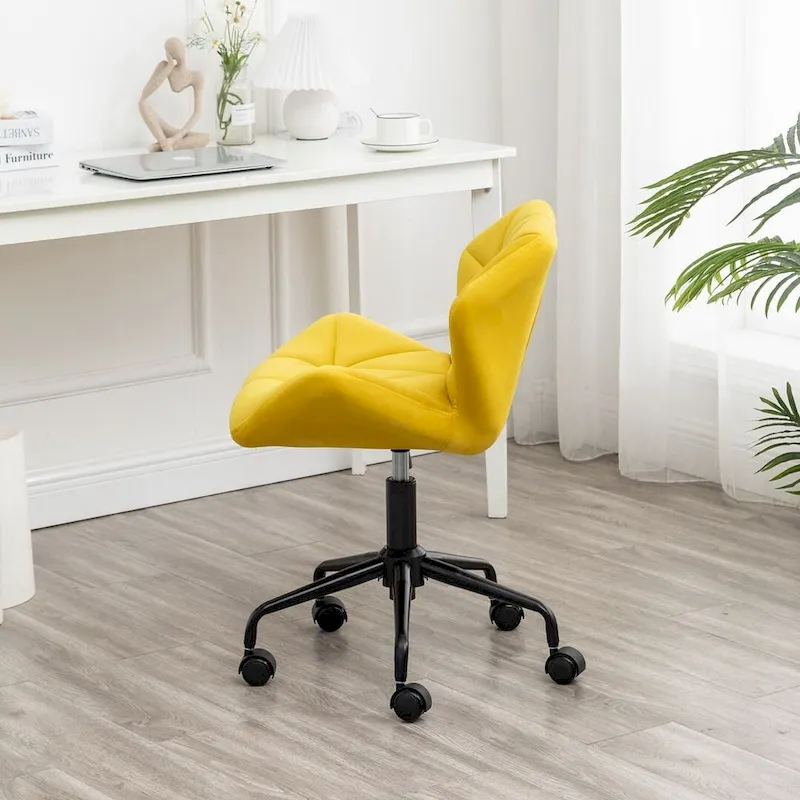 Diamond Tufted Armless Adjustable Swivel Home Office Chair