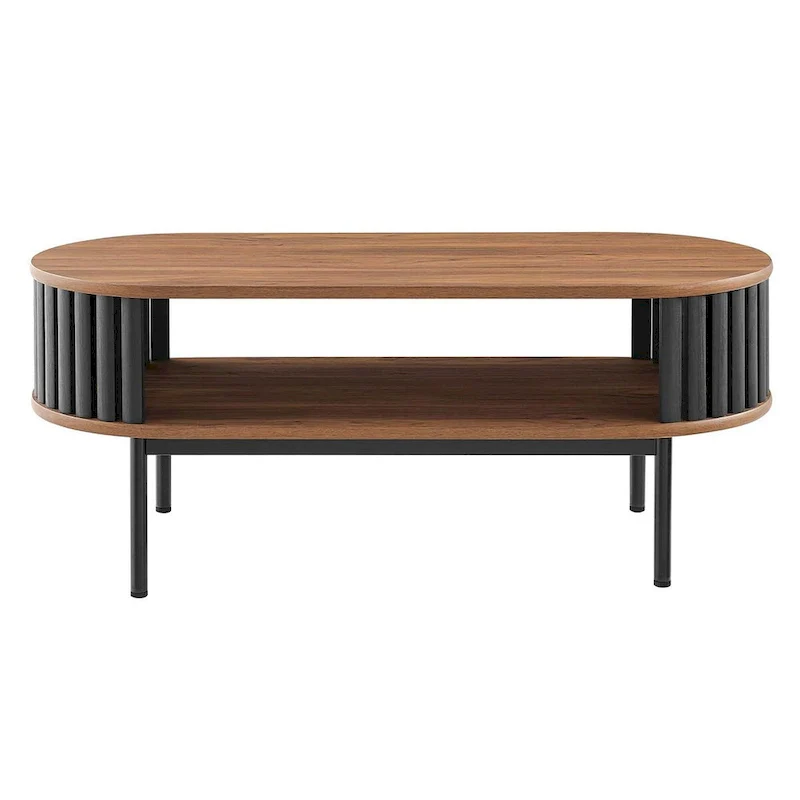 Collins Modern Two-tone Wooden Oval Coffee Table with Shelf