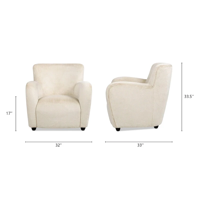 Wolffe 32  Transitional Faux Fur Upholstered Curved Arm Accent Chair