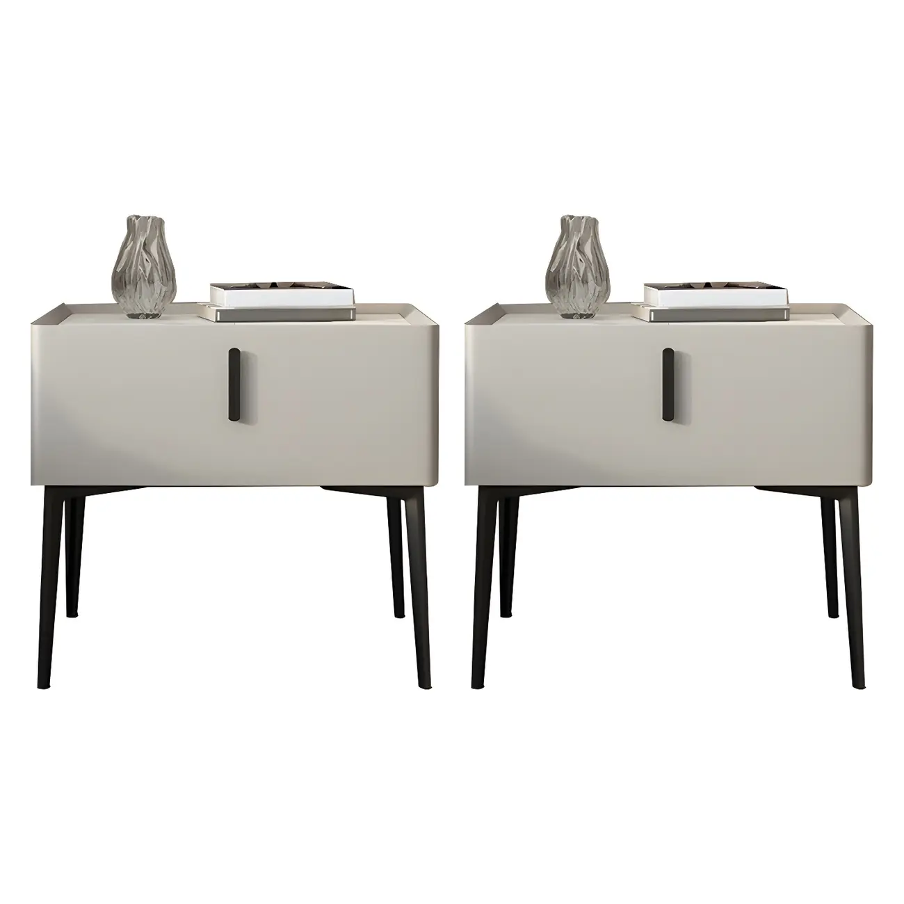 Trendy Narrow Cubic Wooden Nightstand with Legs