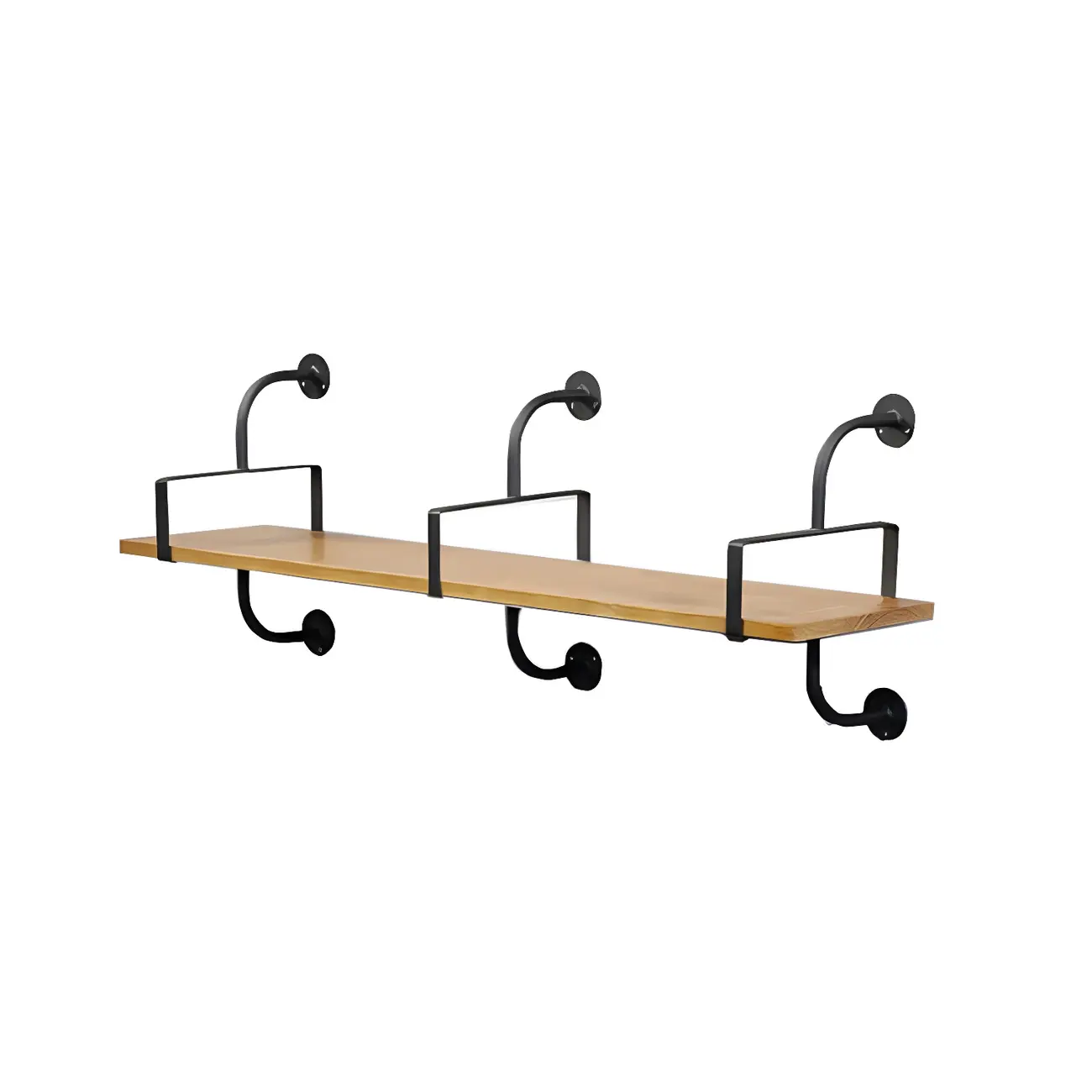 Simple 2-Tier Wood Metal Wall-Mounted Bookcase