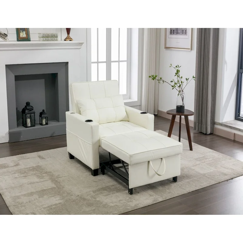 Futon Chair Bed Convertible Chair 3-in-1 Pull Out Sleeper Chair Beds with USB Ports