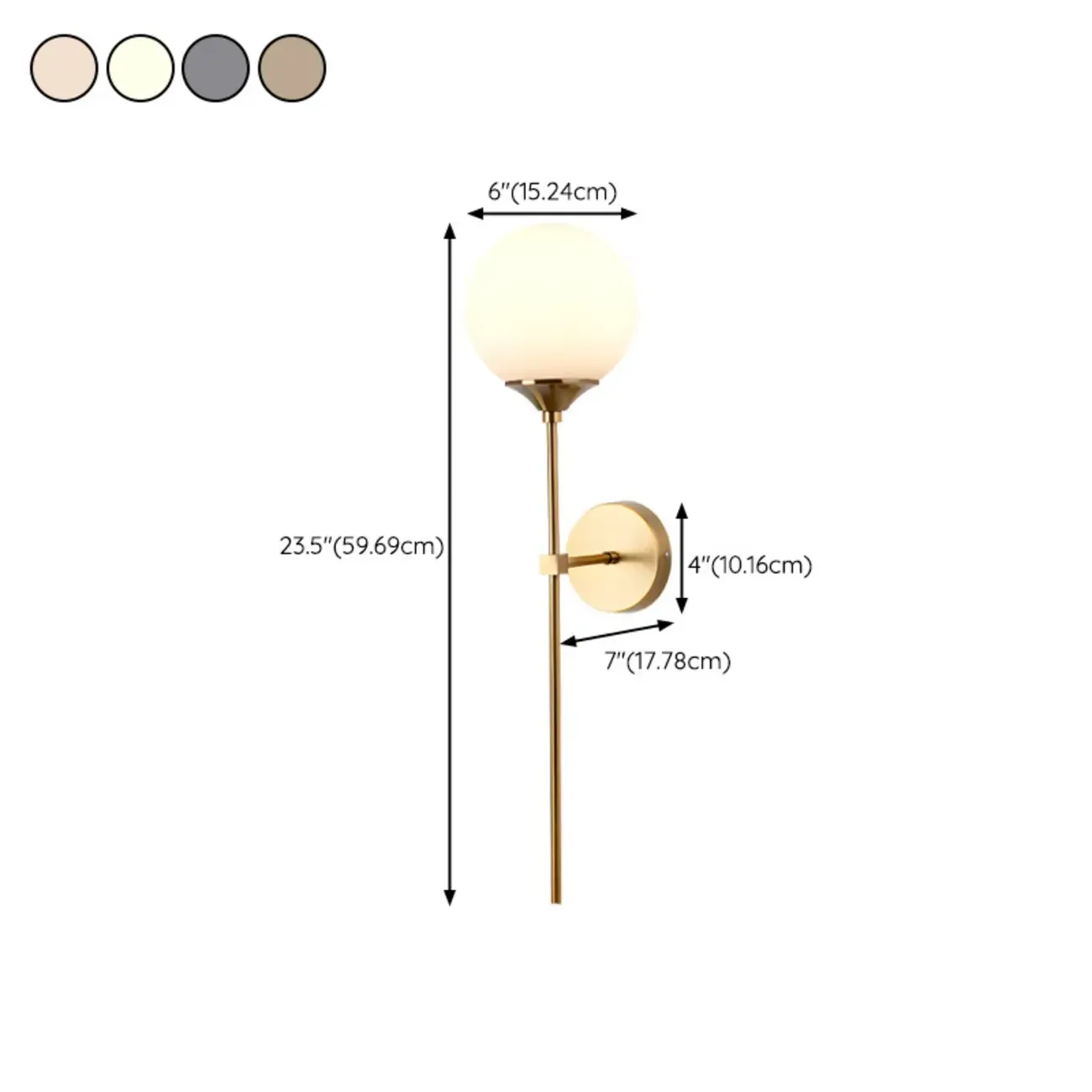 Modern Grey Glass Globe Metal Wall Sconce