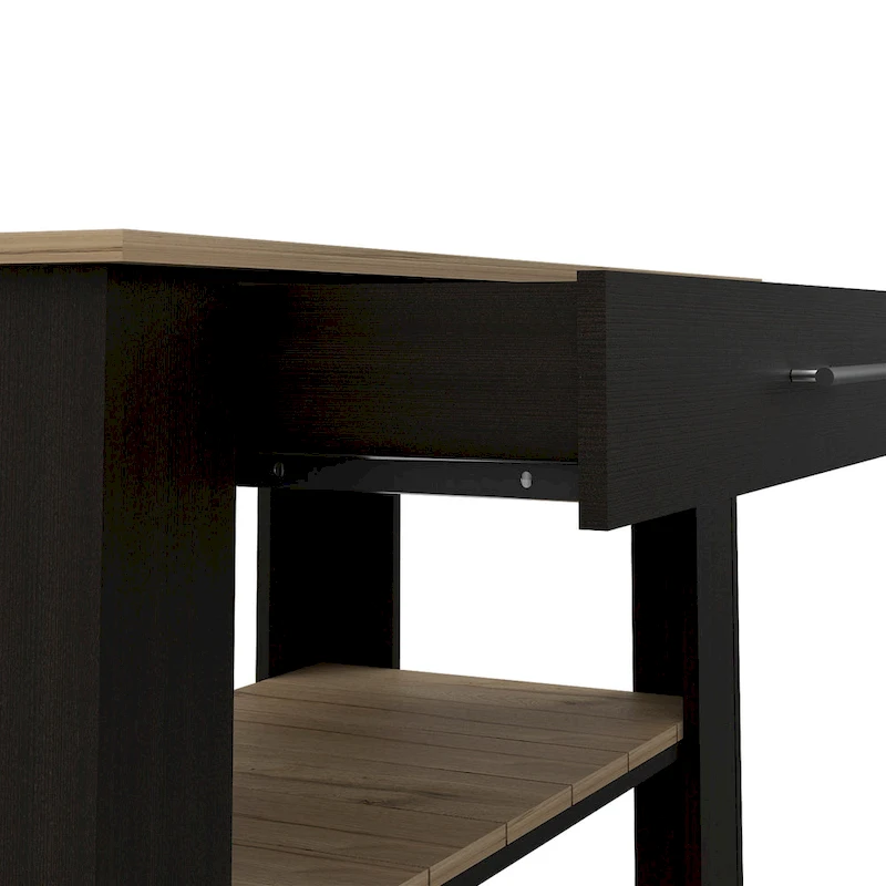 Brooklyn 40 Kitchen Island, Two Shelves, One Drawer