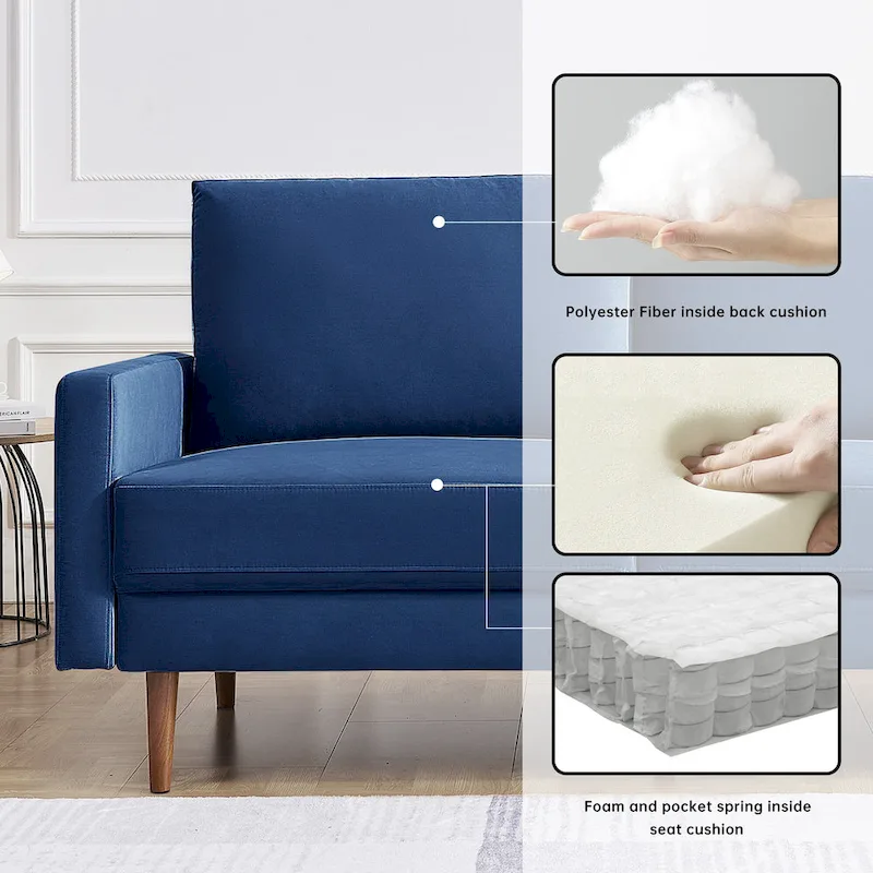 OS Home and Office Furniture 69 Inch Wide Upholstered Sofa with Square Arms