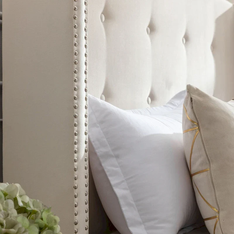 CUSchoice 54 High Headboard Upholstered Queen/King Bed (No Box Spring Needed)