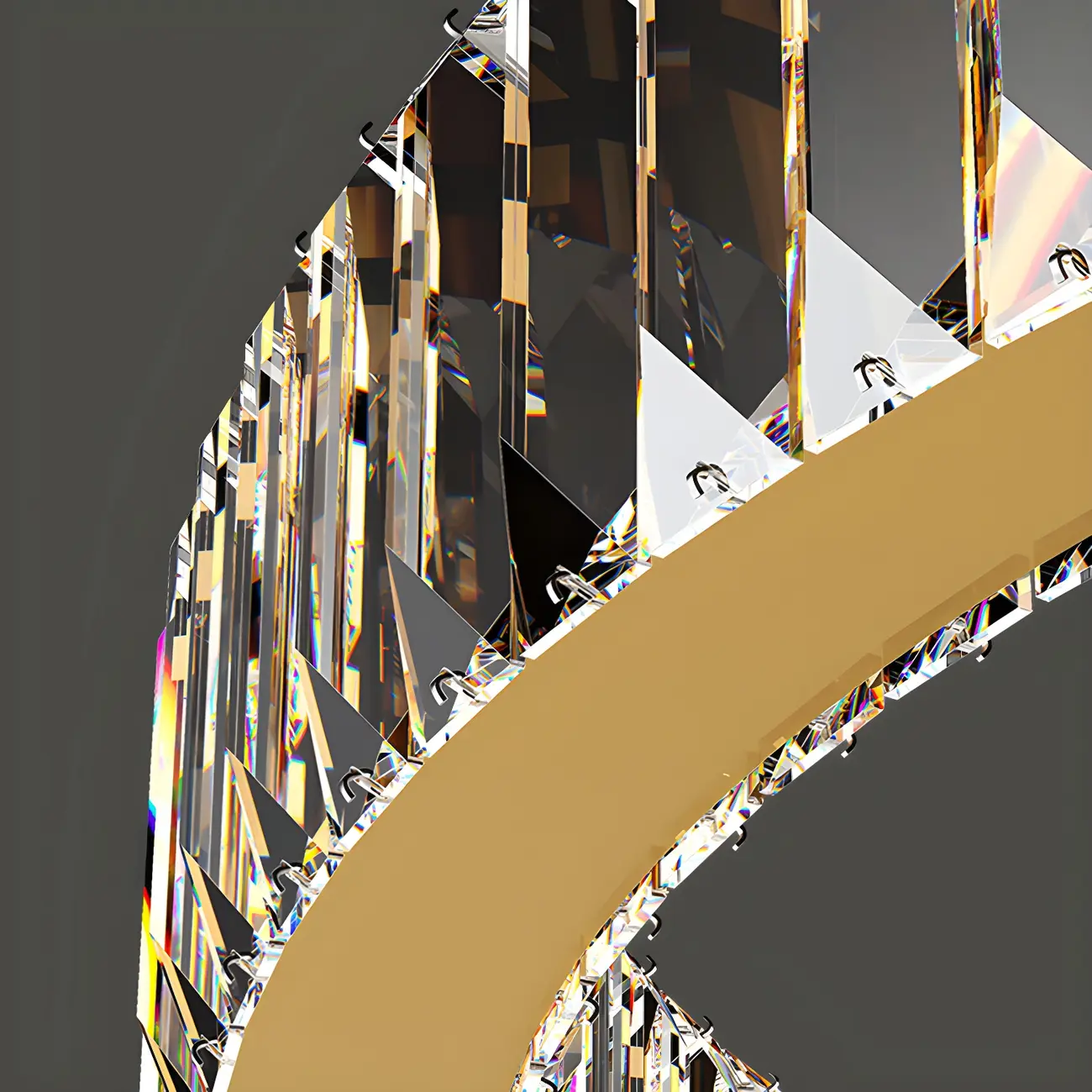 Gold Spiral Ring Crystal Tier Chandelier Modern Remote LED