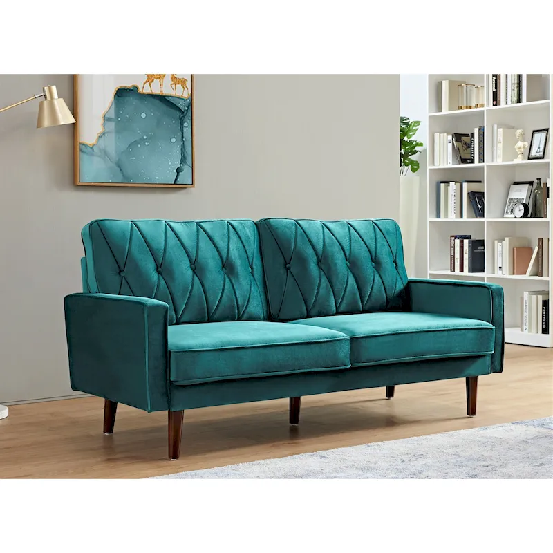 Feemster 69.3 Wide Velvet Tufted Cushion Back Sofa