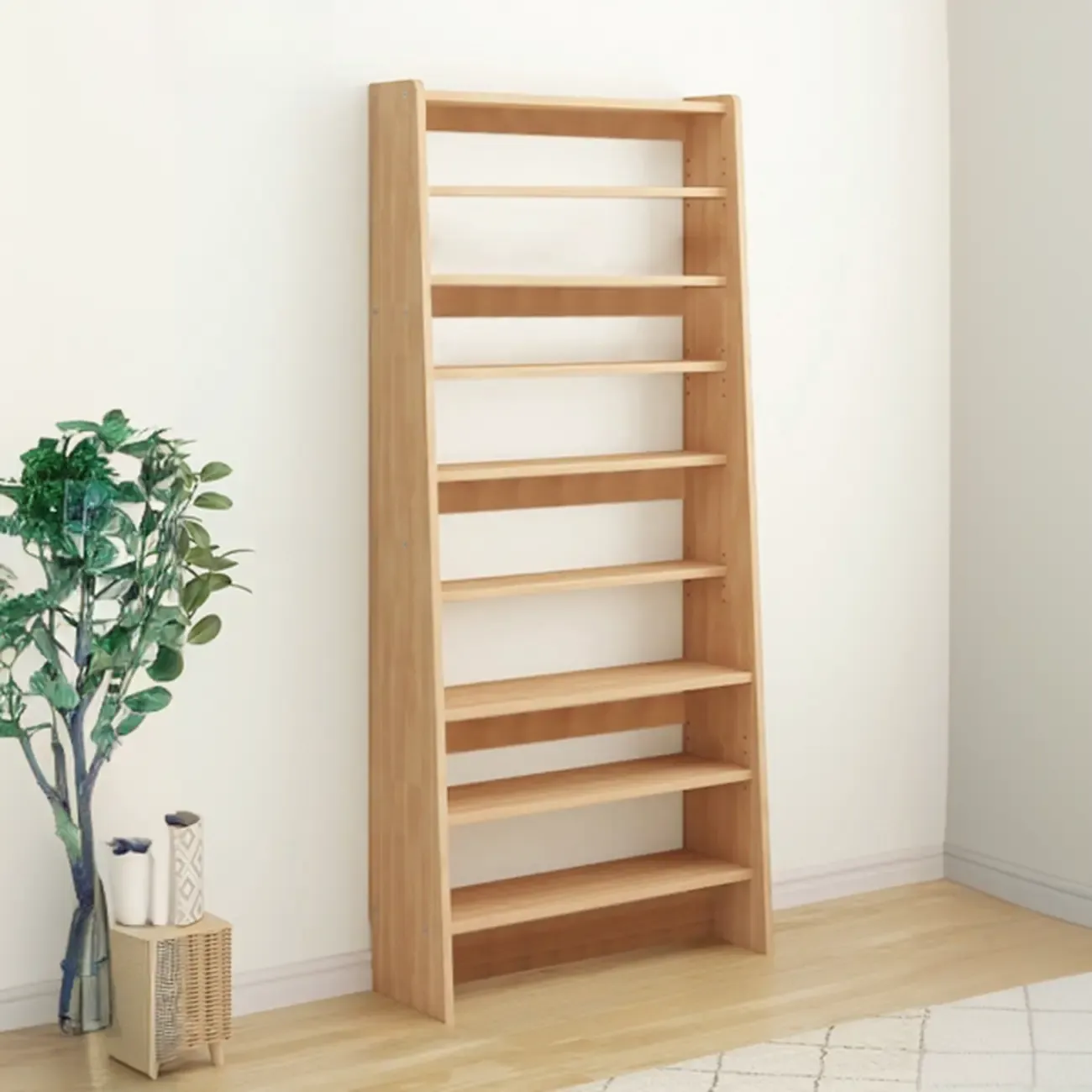 Walnut Wooden Ladder Shelf Unit 7-Tier