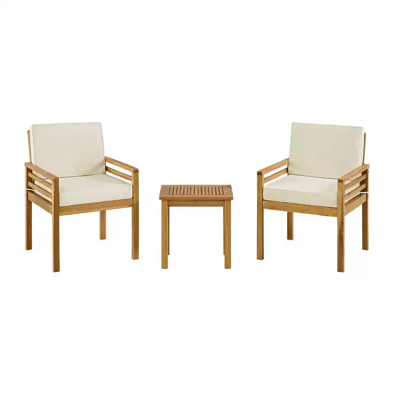 Alaterre Furniture 3pc Okemo Outdoor Patio Acacia Wood Bistro Set