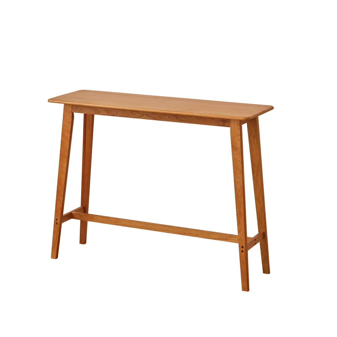 Scandinavian Cherry Wood Narrow Bar Table with Footrest for Dining