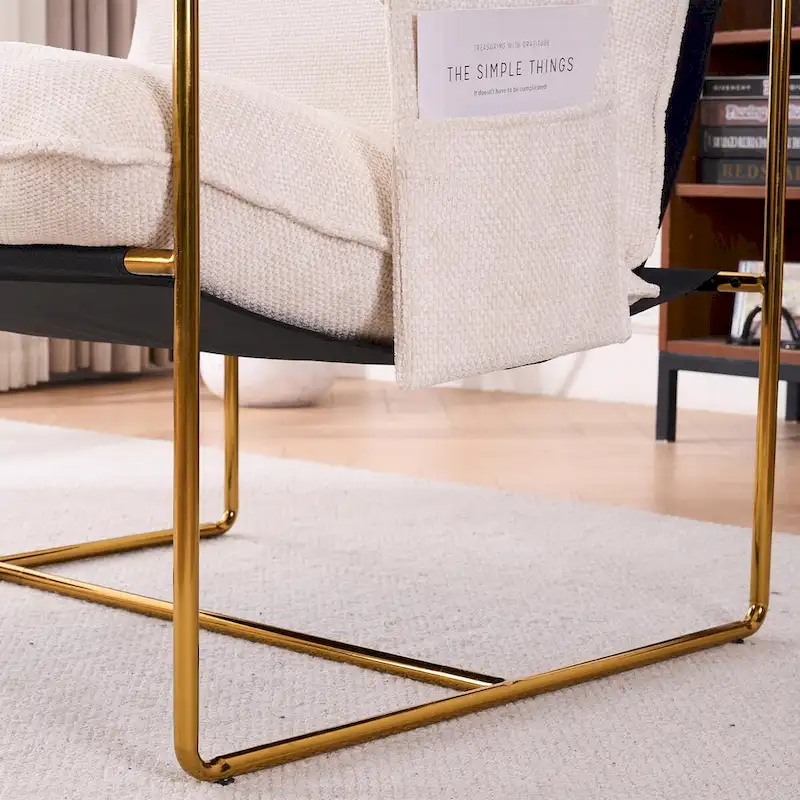 Upholstered Hanging Armchairs with Arm Pockets, Metal Frame