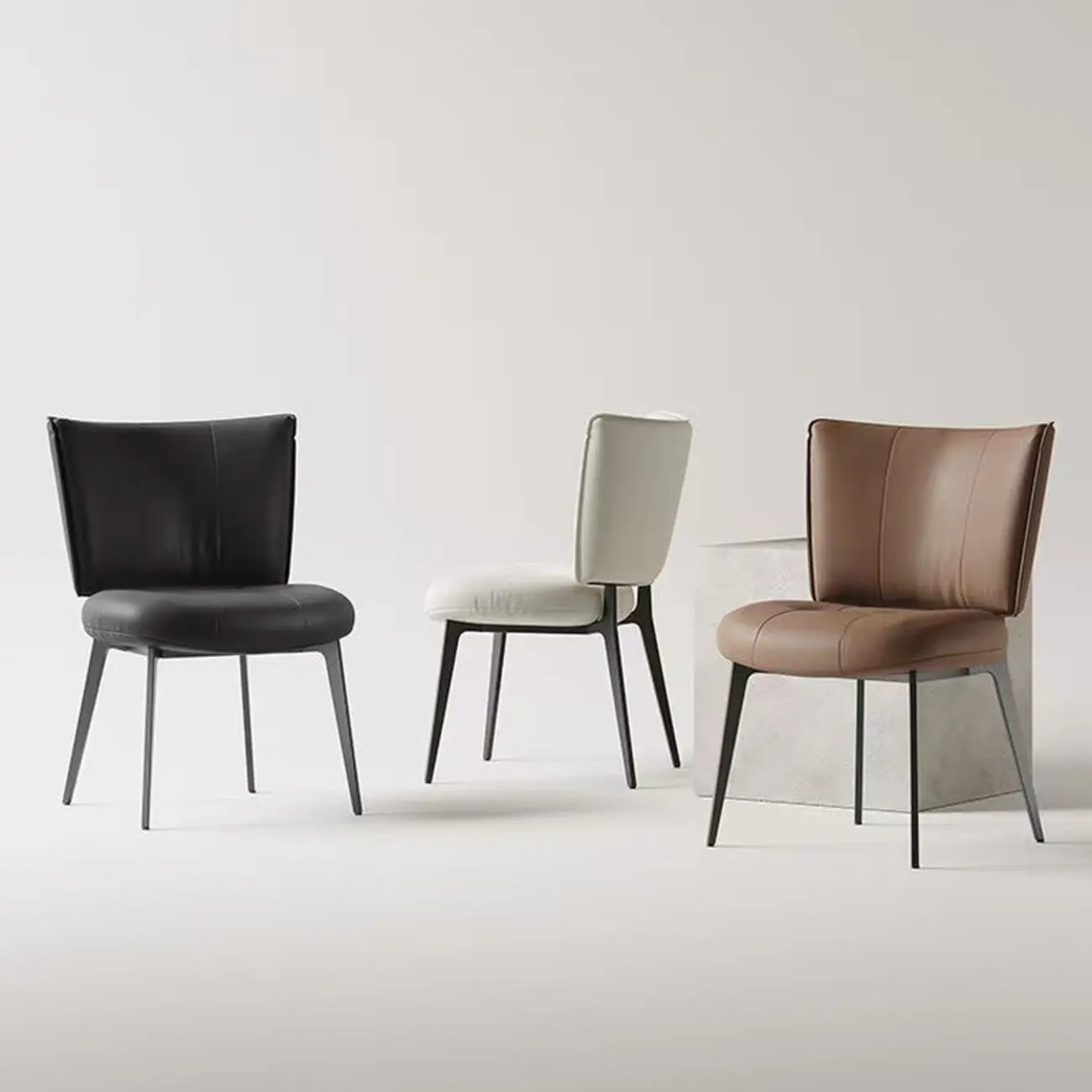 Urban Chic Curved Back Upholstered Trufted Dining Chairs