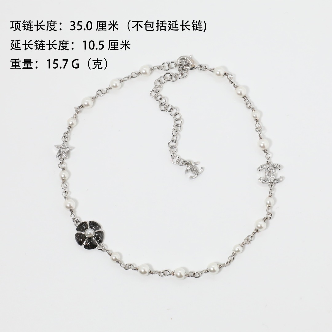 CCN237 Chanel enamel camellia choker necklace - ccjewelryacc