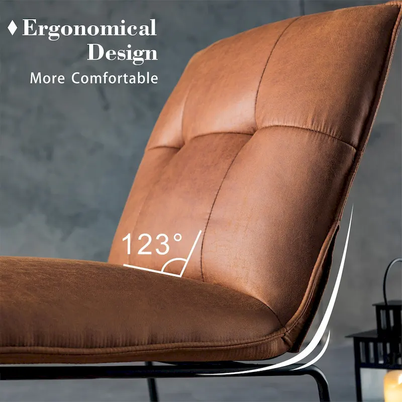 OVIOS Mid-Century Suede Fabric Armless Accent Chair