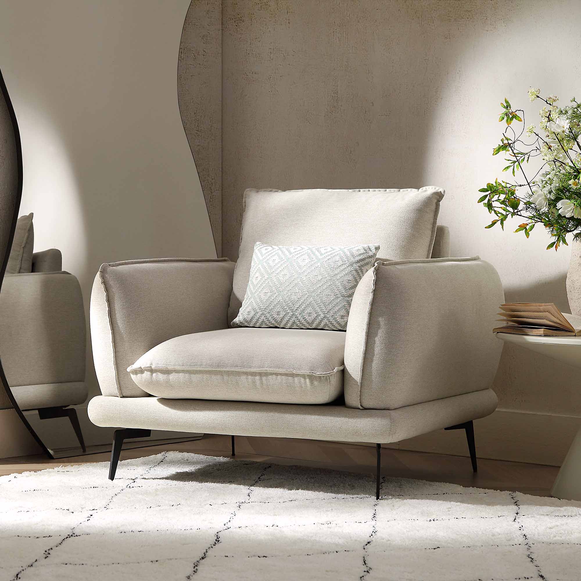 Oatmeal Fabric Armchair