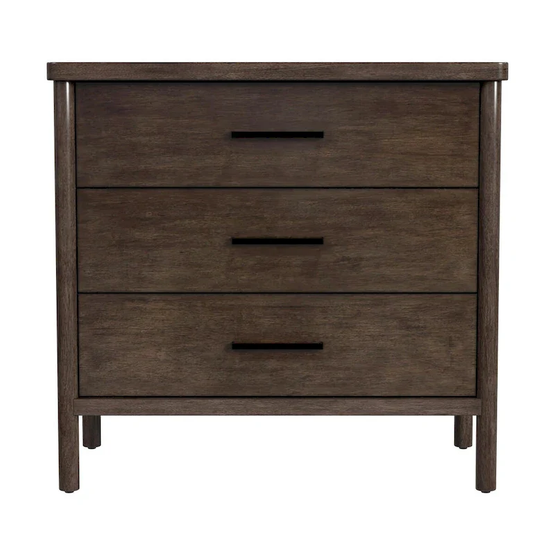 3 Drawer Rounded Leg Wood Dresser