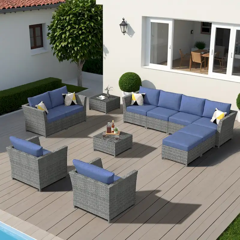 XIZZI 12-piece Outdoor Patio Furniture Sectional Sofa Set (fully assembled)