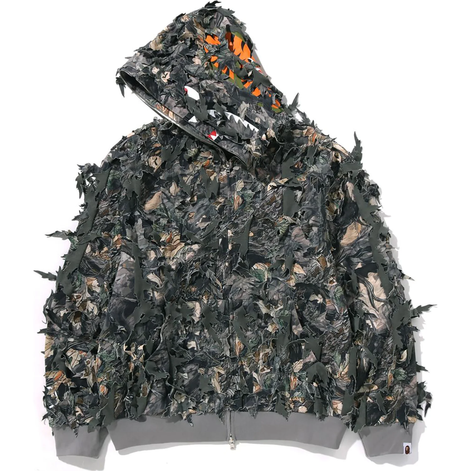 TREE EDGE CAMO LASER CUT CROPPED SHARK FULL ZIP HOODIE LADIES