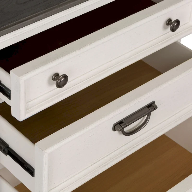 White Night Stand with Charging Station