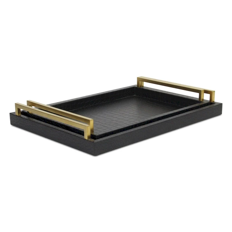 Lusan Black Vinyl Tray Set