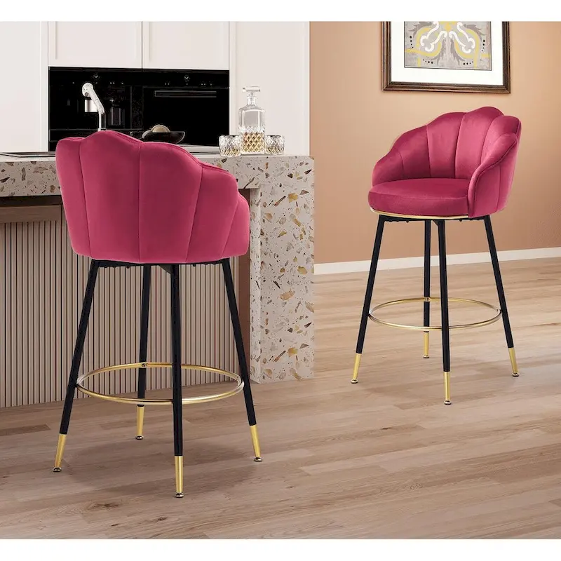 Modern Swivel Bar Stools With Backs – Set of 2, Stylish Kitchen Counter Seating