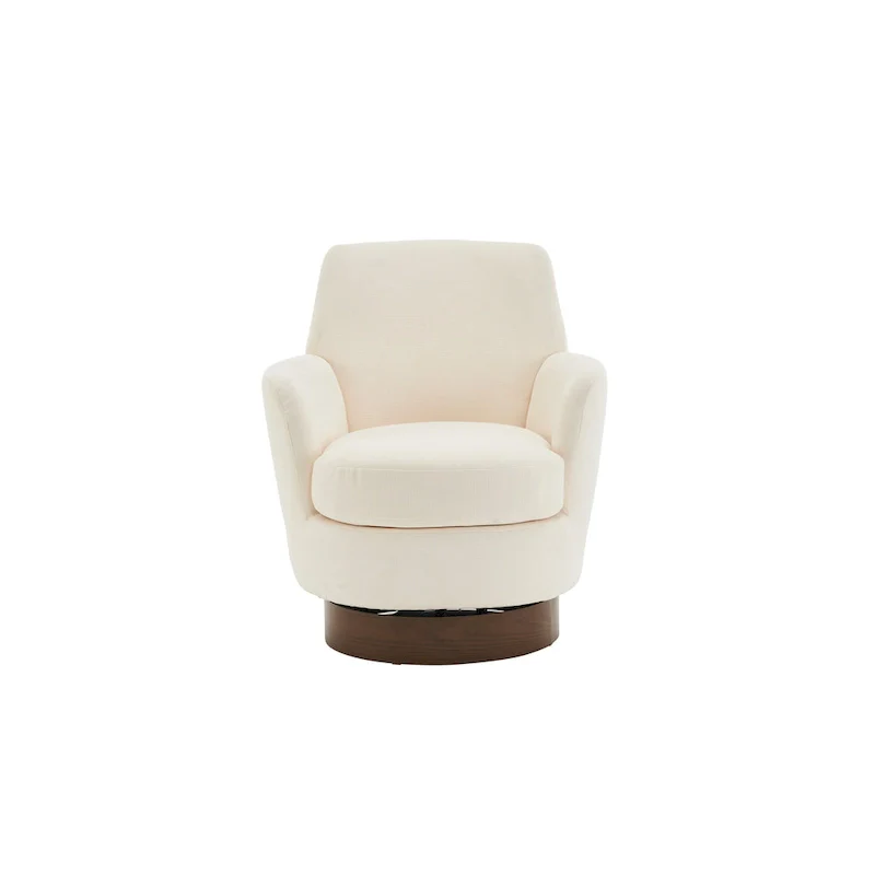 29.3 Upholstered Swivel Barrel Chair with Stainless Steel Base