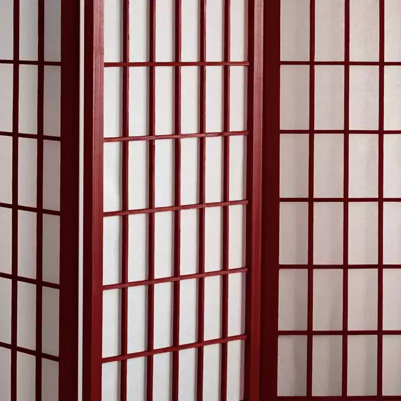 Oriental Furniture 6 ft. Tall Window Pane Shoji Screen - Rosewood (4 Panels): Hardwood & Metal Divider