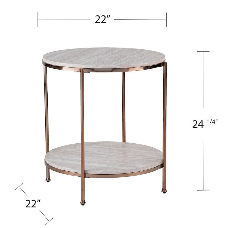 SEI Furniture Henderson Round Faux Marble Side Table