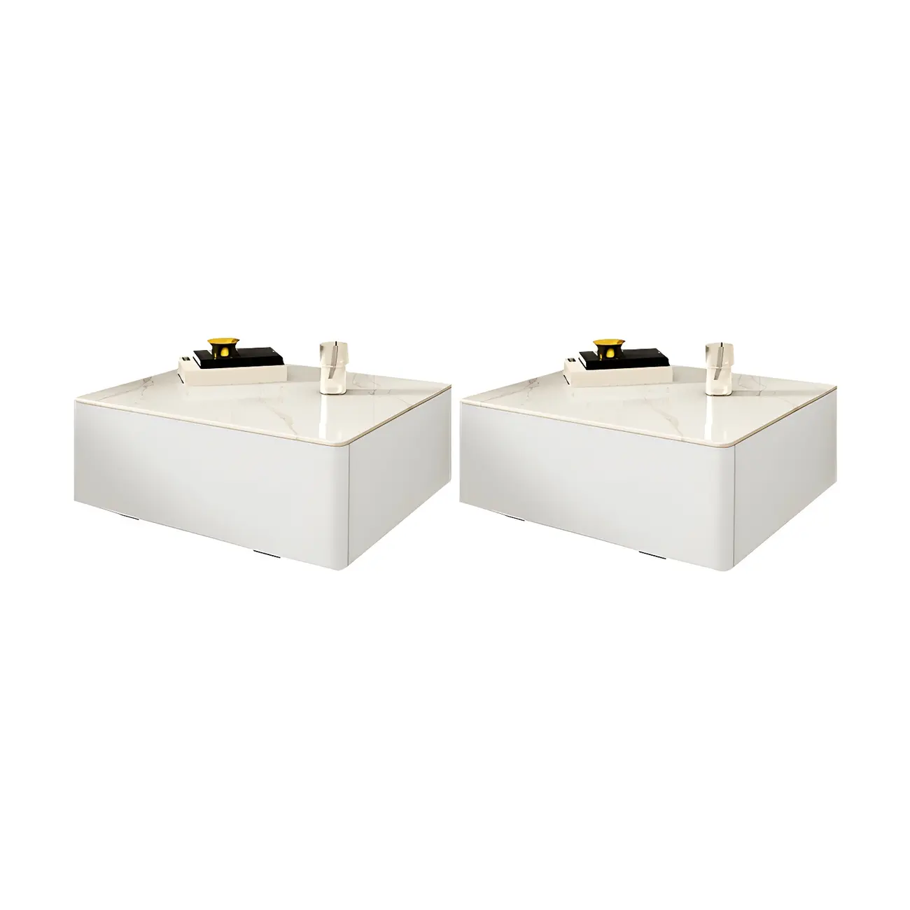 Modern Floating Stone Top Nightstand with Drawer