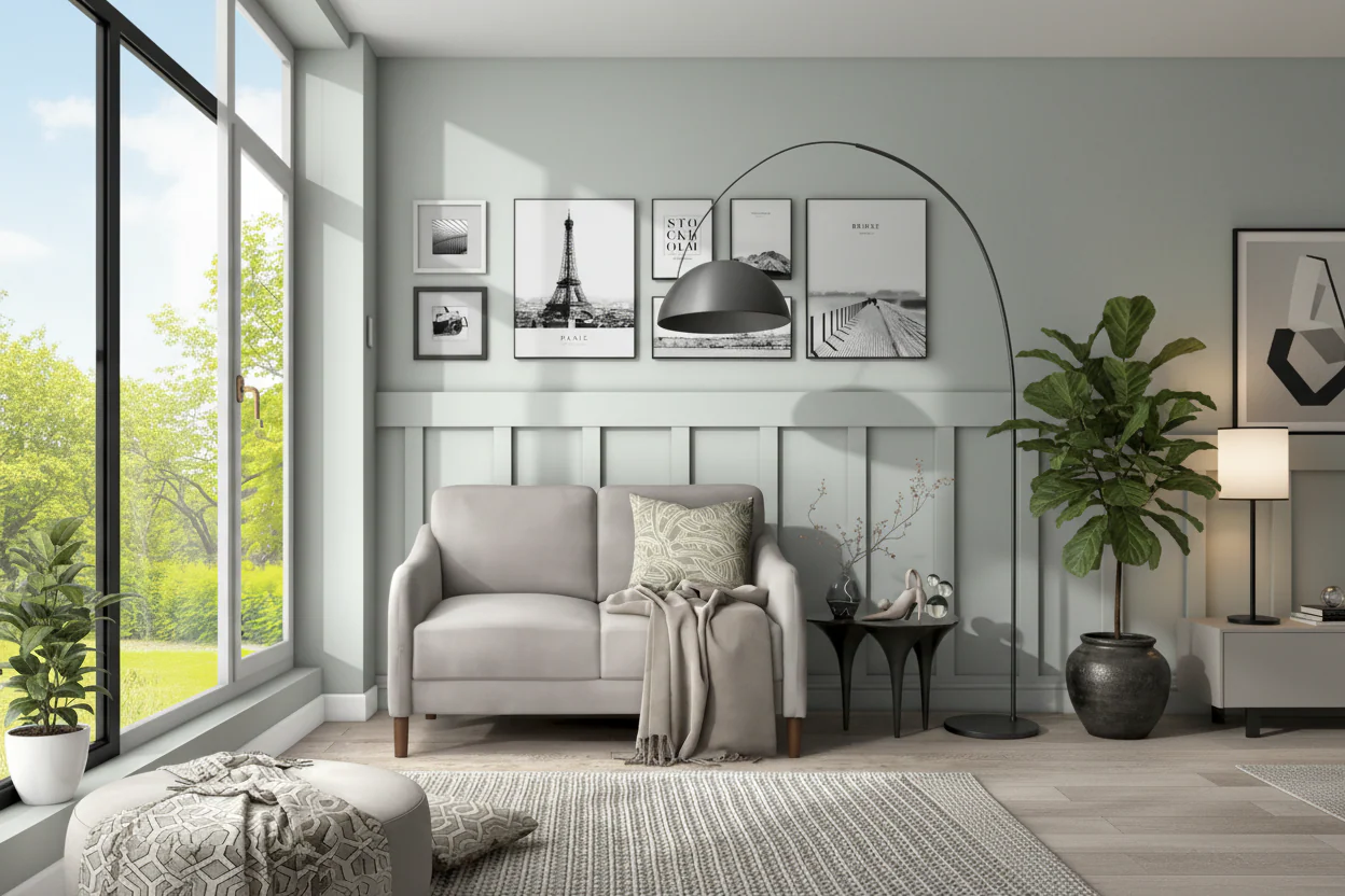 Grey Velvet Loveseat – 2-Seat, 52