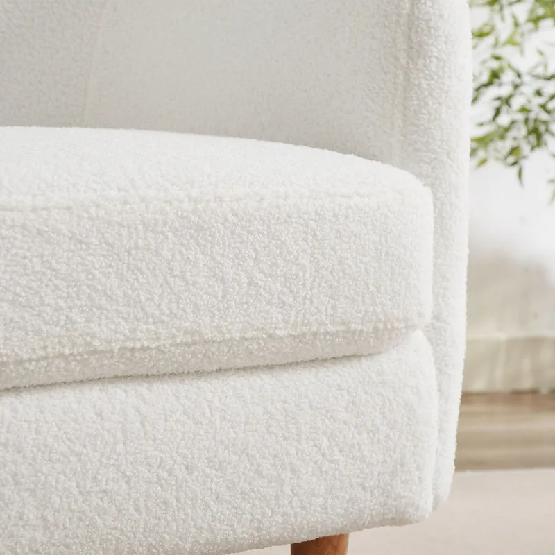 VANOMi 28.34 W Set Of 2 Accent Armchair, Velvet Barrel Chair with Solid Wood Legs