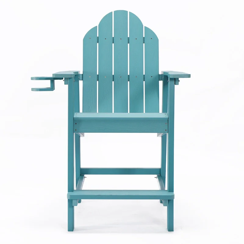 LUE BONA Plastic Patio Bar Stool Tall Adirondack Chairs,Bar Height Dining Chairs with Cup Holder