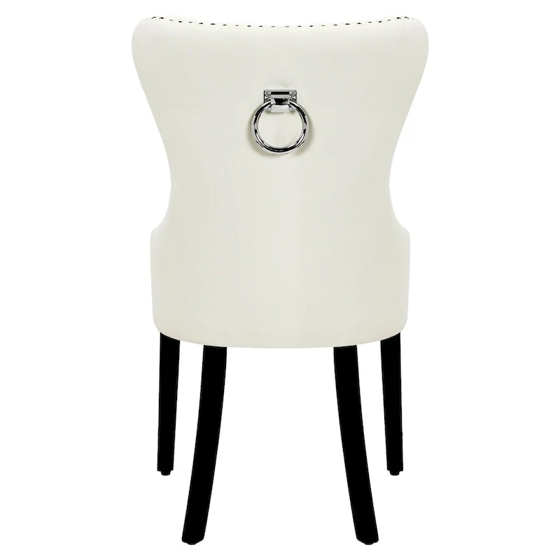 Tufted Wingback Dining Chair with Nailhead and Ring Pulls