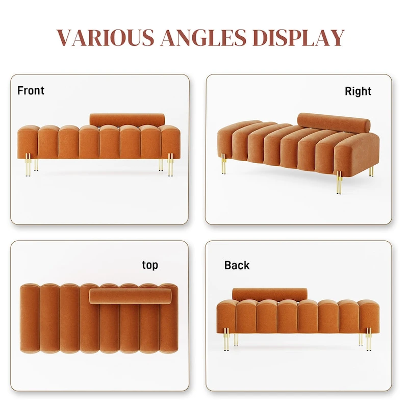 Ouyessir 52.2 Modern Channel Tufted Window Bench with Adjustable Back