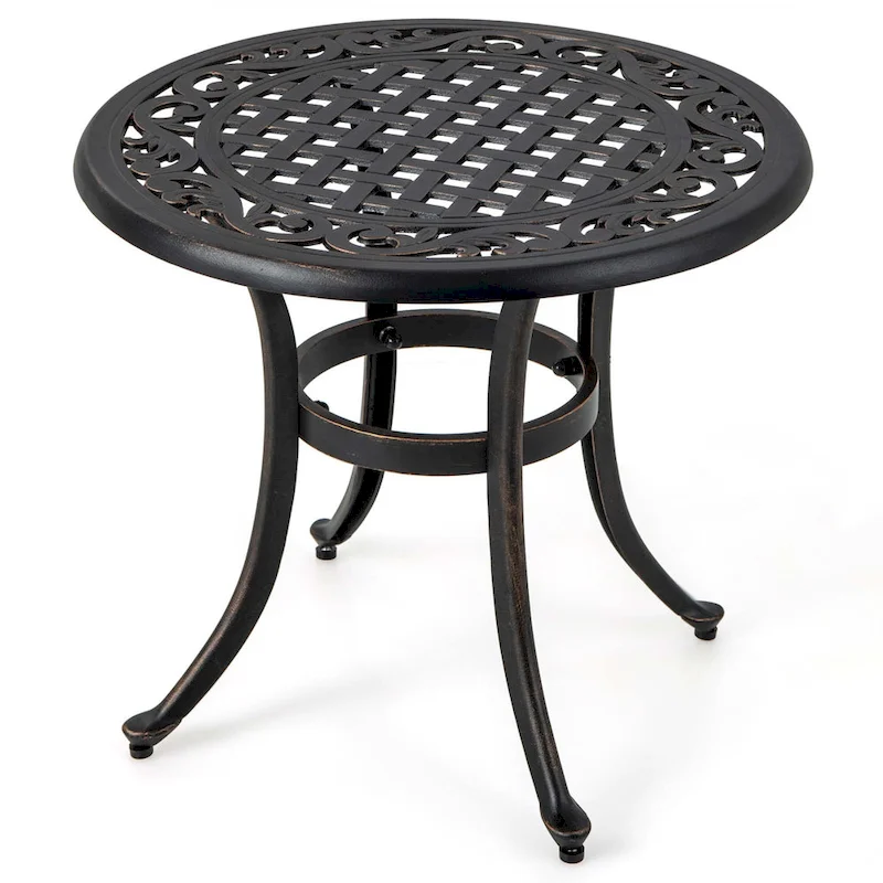 Costway 24  Patio Side Table with Adjustable Footpads Round Cast - See Details