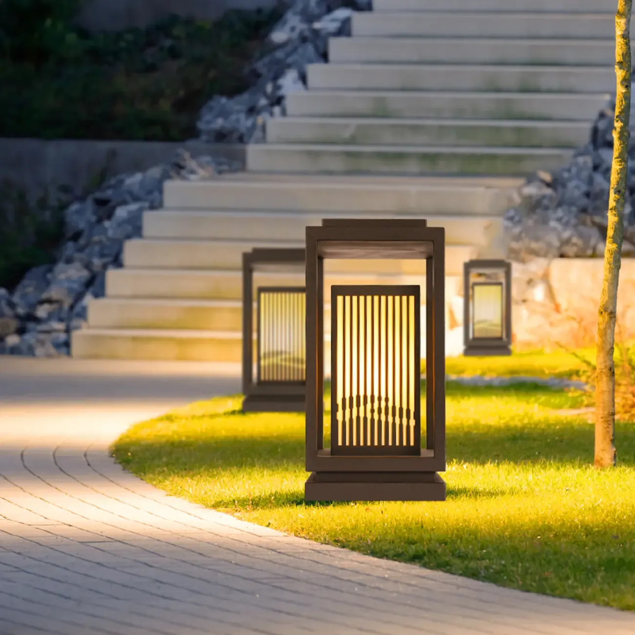 Black Vertical Rectangle Solar Outdoor Post Lights