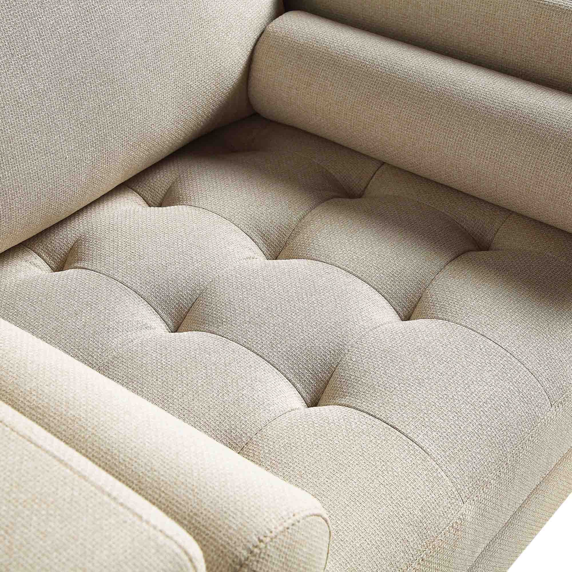 Armchair, Beige Woven Fabric