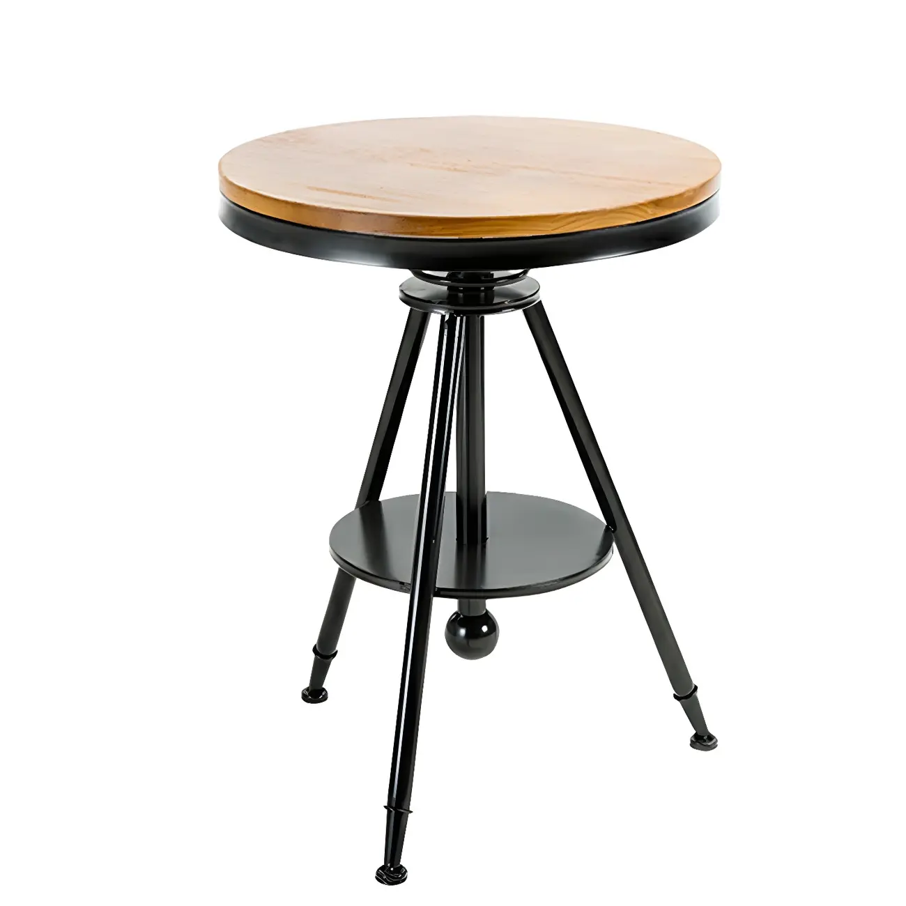 Adjustable Pine Wood Round Cocktail Bar Table for Home Bar