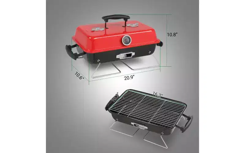 Karl Home Tabletop Portable Outdoor Charcoal Grill in Red